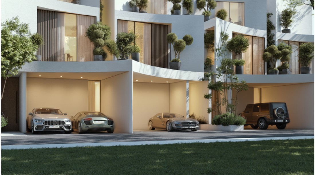 The Bloom townhouses and lagoon pool at Lunaya, Jebel Ali, Dubai